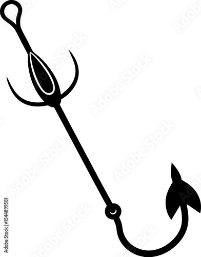 fishing hook vector illustration Fishing Hook Silhouette – Double Hook Icon with Rope – Vector Illustration