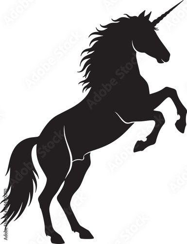 Majestic Silhouette of a Rearing Unicorn Mythical Creature Art