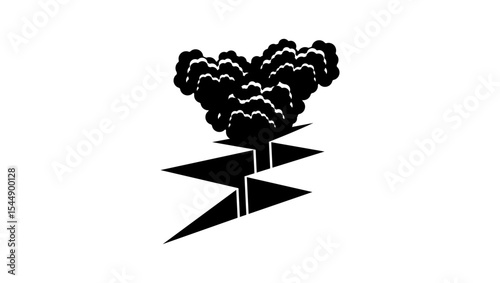 8 magnitude earthquake, black isolated silhouette