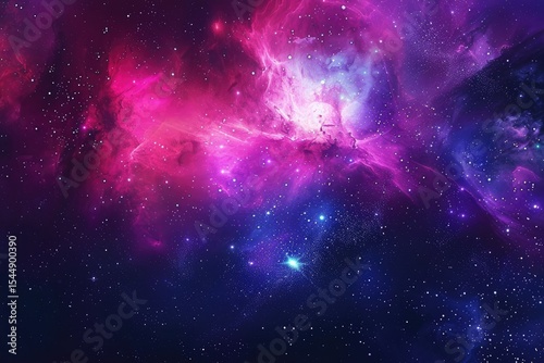 Detailed Picture of Nebula and Galaxies in Space, Colorful Cosmos Background