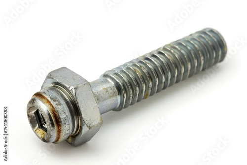 clear pixel picture of phillips head screw bolt with washer isolated on white