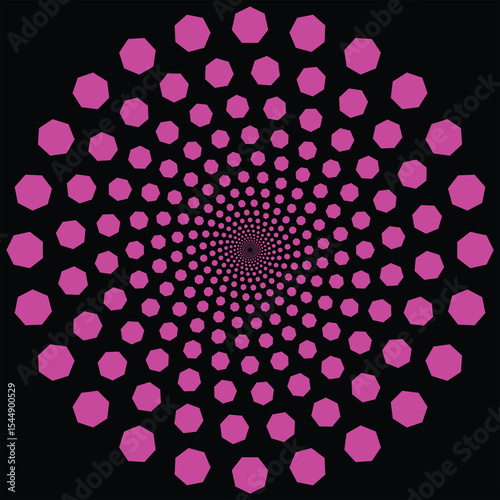 Hypnotic Spiral Optical Illusion Pattern – Vortex Design with Geometric Diamond Shapes on Black Background for Abstract Art, Visual Effects, Psychedelic Themes, and Digital Design Concepts