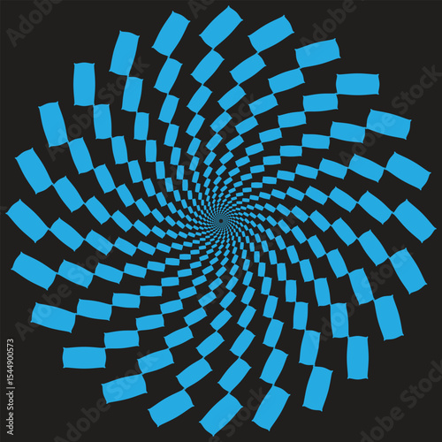 Hypnotic Spiral Optical Illusion Pattern – Vortex Design with Geometric Diamond Shapes on Black Background for Abstract Art, Visual Effects, Psychedelic Themes, and Digital Design Concepts