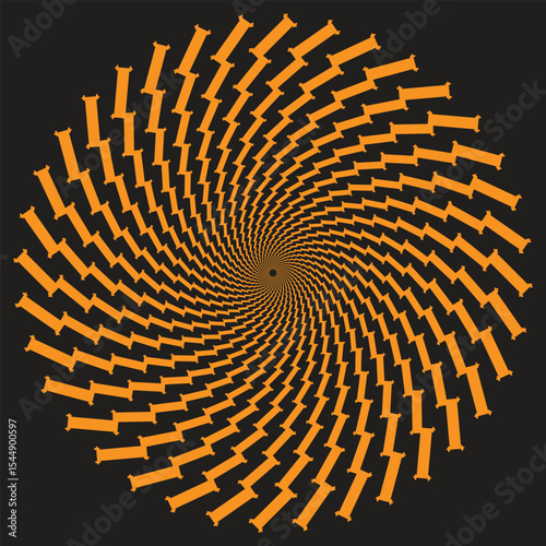 Hypnotic Spiral Optical Illusion Pattern – Vortex Design with Geometric Diamond Shapes on Black Background for Abstract Art, Visual Effects, Psychedelic Themes, and Digital Design Concepts