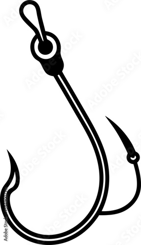 fishing hook vector illustration Fishing Hook Silhouette – Double Hook Icon with Rope – Vector Illustration