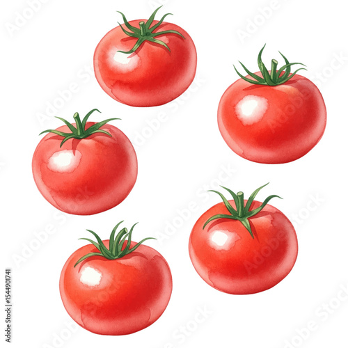 Tomatoes Isolated on Transparent PNG Background - Watercolour Art