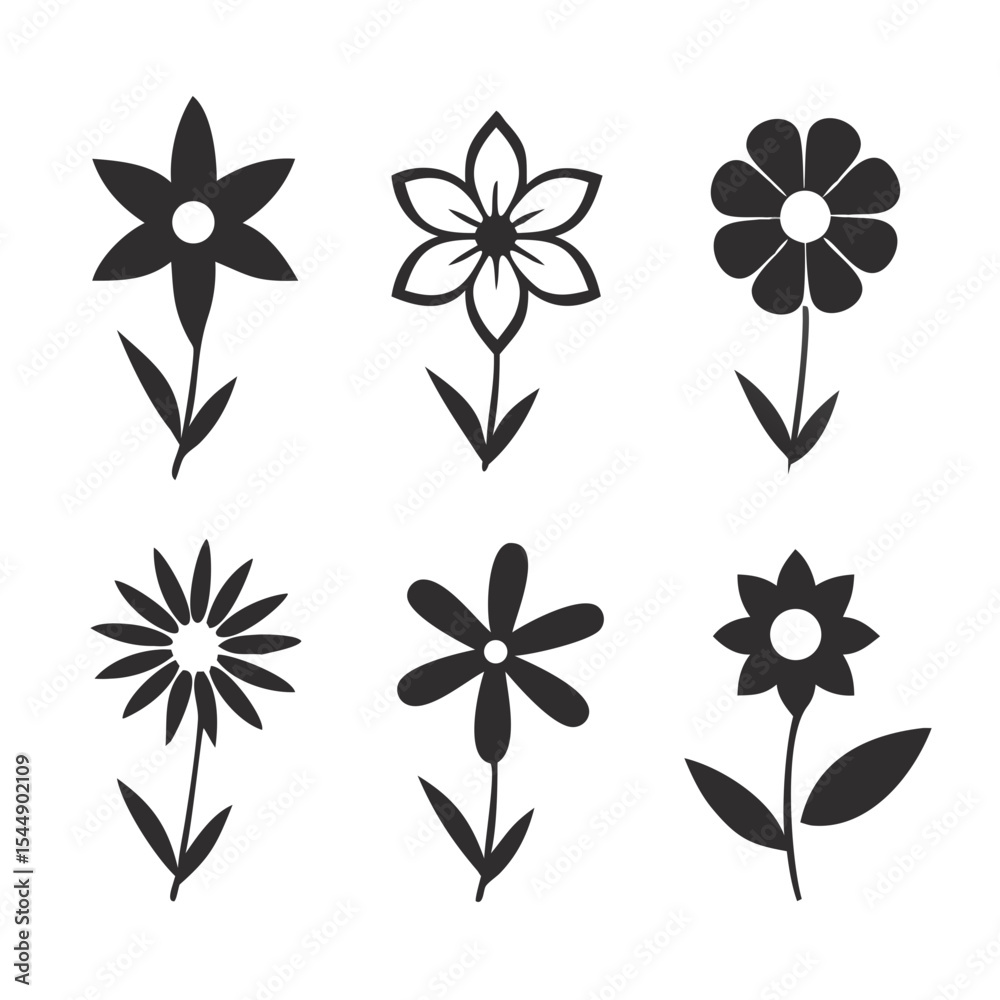 Obraz premium Flower icon set vector