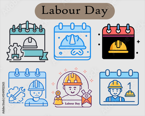 Labour day Worker Icon and Labor day 
labor tools in the background, vector illustration.