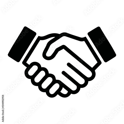 Illustration of a handshake depicting agreement partnership and collaboration in black and white on transparent background