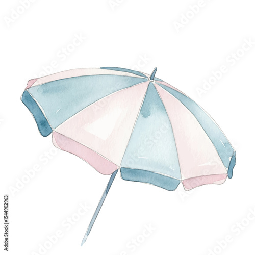 Beach Umbrella Isolated on Transparent PNG Background - Watercolour Art