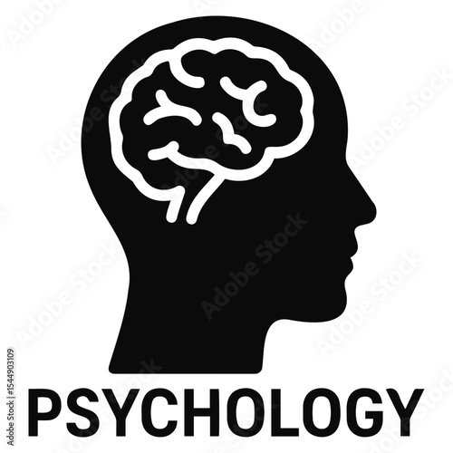 Silhouette of a head with a brain inside, representing psychology and mental processes clearly shown on transparent background