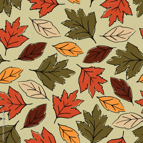 cute leaf colorful doodle vector set