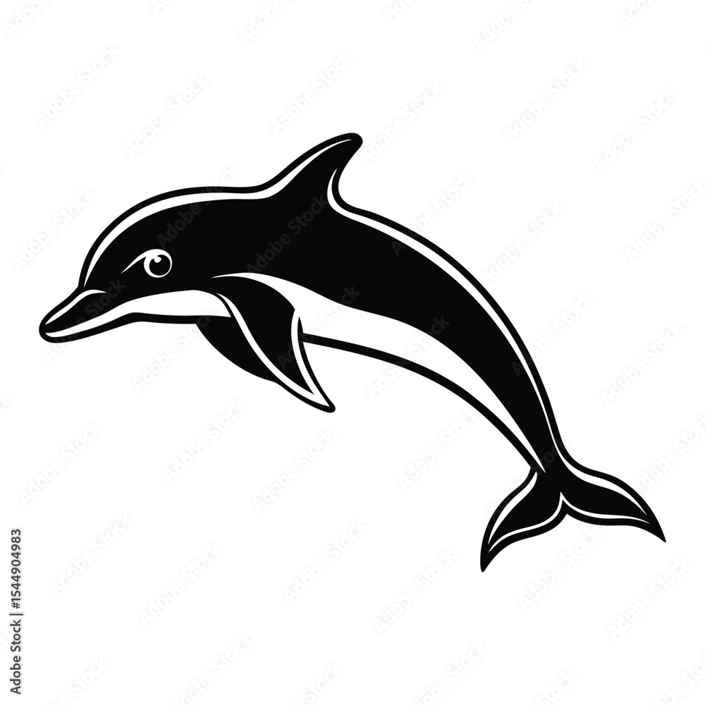 Fototapeta premium Dolphin Vector Illustration in Minimal Style