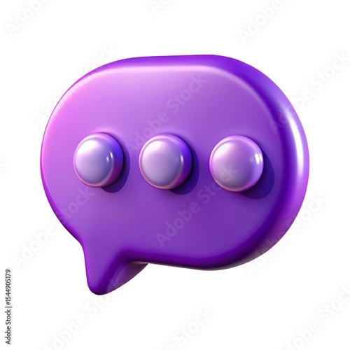 Purple Glossy 3 D Speech Bubble Three Dots Loading Chat Icon chat bubble message bubble