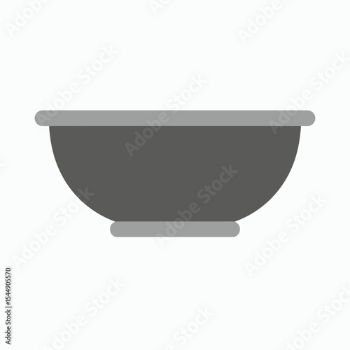 A gray bowlshaped object with a rim and a base both in a lighter shade of gray set against a white background