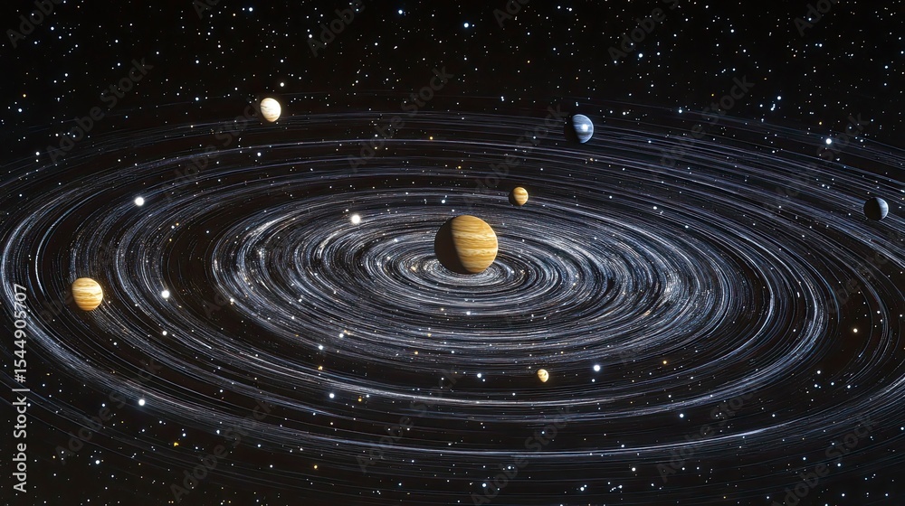 Fototapeta premium Planets in a swirling galaxy