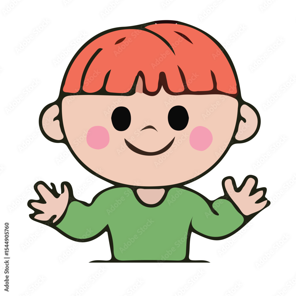 Cute cartoon boy smiling and playing Cute cartoon boy smiling and playing