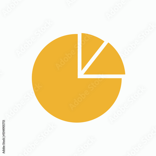 A pie chart in yellow with a few sections marked out with white lines