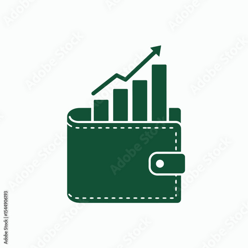 A wallet with a graph showing upward growth against a white background
