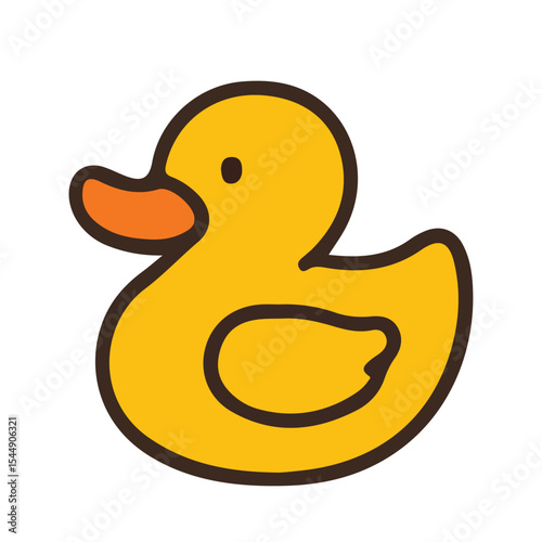 A cute yellow rubber duck toy, isolated on white, perfect for a baby's fun bath time