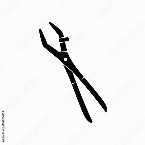 Black silhouette of curved jaw pliers