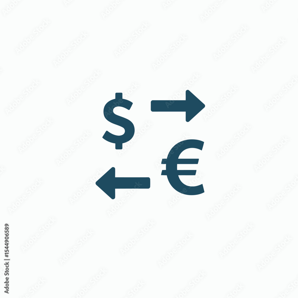 Dark blue icons depict a dollar sign Euro sign leftright arrows indicating currency exchange Dark blue icons depict a dollar sign Euro sign leftright arrows indicating currency exchange