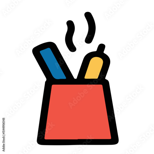 Hot food takeout container with steaming contents.