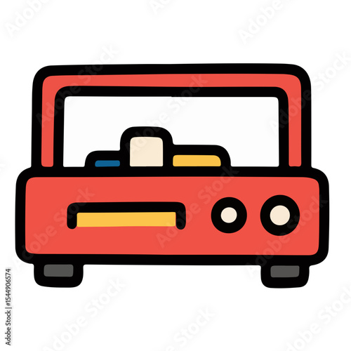 A simple, colorful illustration of a vintage-style cassette player.
