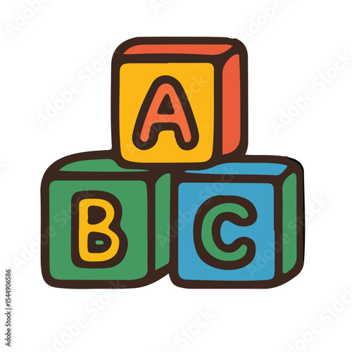 Alphabet blocks spelling out a business concept, a web design icon, or a 3D toy letter illustration