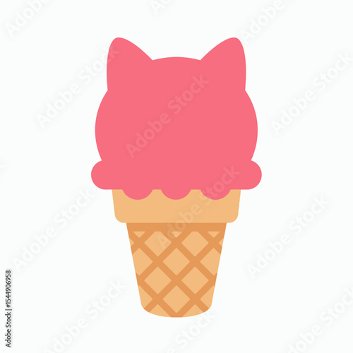Pink catshaped ice cream scoop in a waffle cone