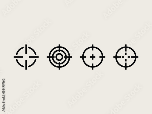 Four Black Target Icons on Light Gray Background goal 1