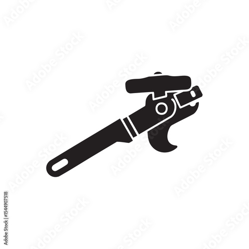 Traditional Can Opener Tool in Black Silhouette, Easy Grip and Sharp Blade