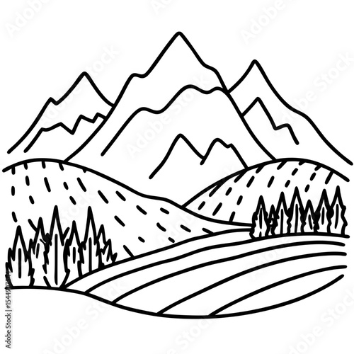 Hand-Drawn Mountain Meadow