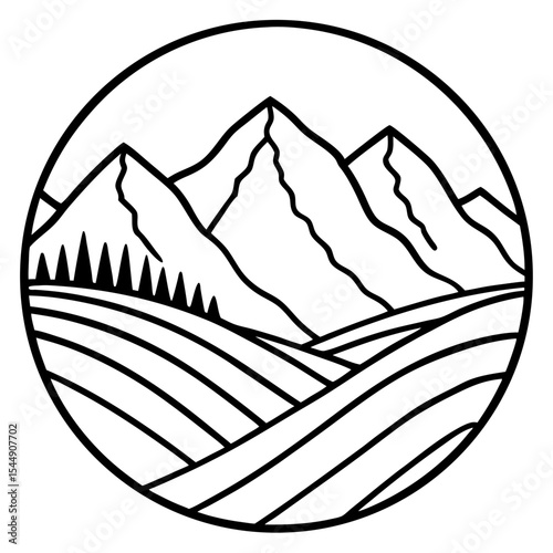 Hand-Drawn Mountain Meadow