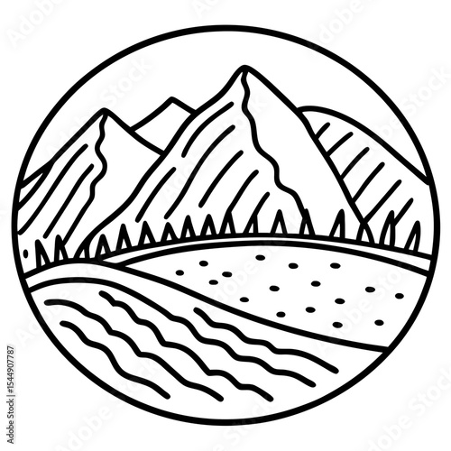 Hand-Drawn Mountain Meadow