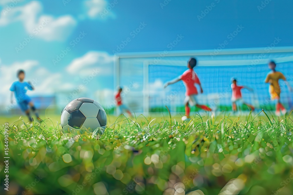 Pixel Perfect Image of Kids Soccer Match with Young Children Players on Field Banner Pixel Perfect Image of Kids Soccer Match with Young Children Players on Field Banner