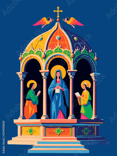 Theotokos Colored Orthodox icon 