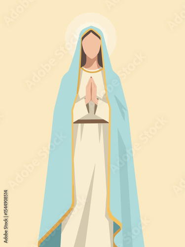 Divine Virgin Mary of Fatima Flat Vector Illustration for Religious Designs 