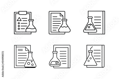 laboratory report icon line art vector illustration