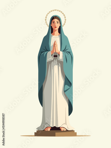 Divine Virgin Mary of Fatima Flat Vector Illustration for Religious Designs 