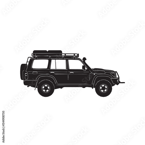 Off Road Adventure Ready SUV with Roof Rack and Expedition Equipment