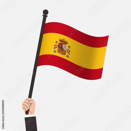 Hand Holding Spain Waving Flag