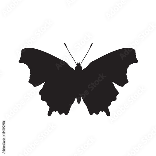 Butterfly Silhouette with Intricate Wing Details and Delicate Antennae Design
