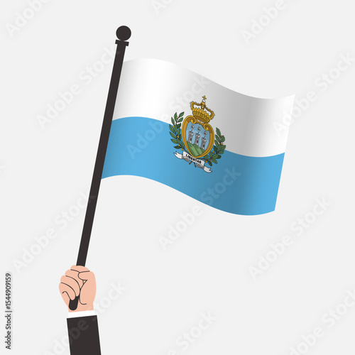 Hand Holding San Marino Waving Flag
