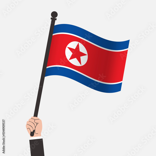 Hand Holding North Korea Waving Flag