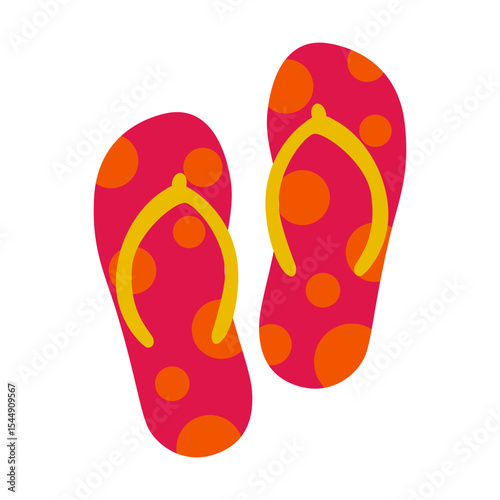A pair of colorful flip-flops on white — Summer concept vector illustration.