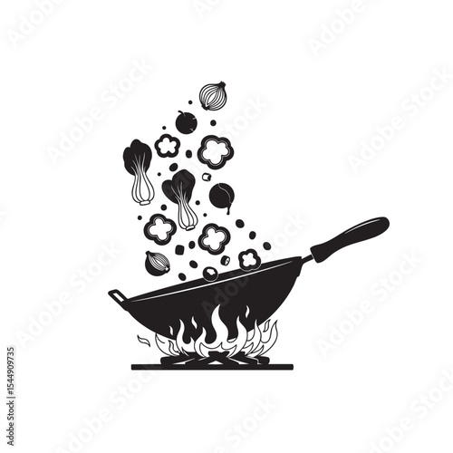 Stir fry vegetables are tossed in a wok over a hot flame