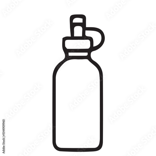 Vector of a minimalist water bottle for hikers, illustrated in black and white with bold black outlines and a simple, functional shape.

