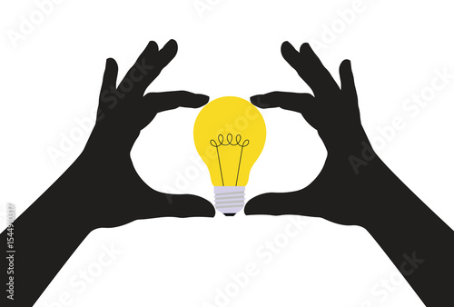 Hands Framing Light Bulb for Creative Idea vector illustration.