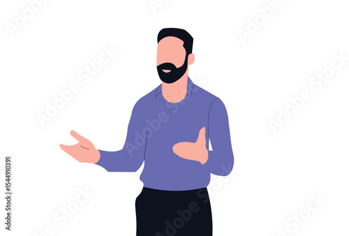 Man Explaining or Presenting Gesture vector illustration.